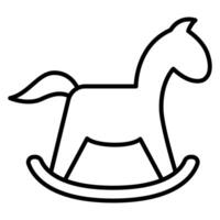 Baby rocking horse black outline icon vector