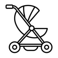 Baby stroller black outline icon vector