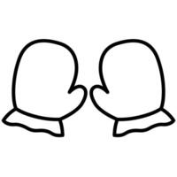 Mittens black outline icon vector