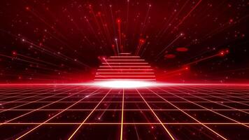 Cyber retro style 80s-90s futuristic grid wireframe backdrop. Digital landscape neon dance style retro party laser pattern background. video
