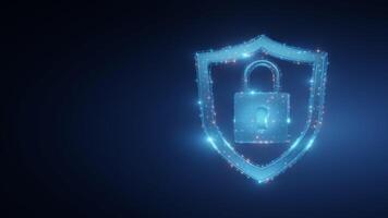 Digital shield with lock symbolizing cybersecurity and protection video