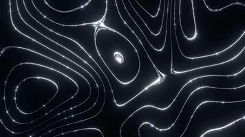 Abstract glowing silver lines on dark background with glitter effect video