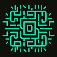Abstract neon geometric pattern featuring intricate lines and shapes on a dark background vector