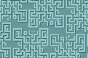 Intricate maze pattern design in soothing teal color with varying line thickness vector