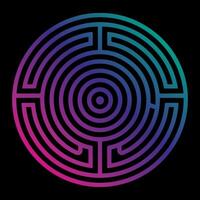 Intricate labyrinth design with vibrant colors in a circular pattern on a dark background vector