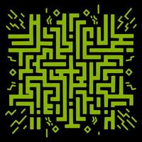 Intricate abstract pattern created with green lines against a black background vector