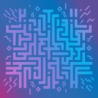 Colorful abstract maze design featuring intricate patterns on a gradient background vector