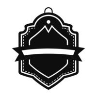 A black and white emblem with a ribbon on it vector