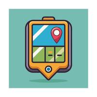 A map pin on a smartphone icon vector