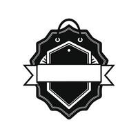 Black and white badge with ribbon on a white background vector