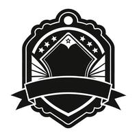 A black and white emblem with a ribbon and stars vector