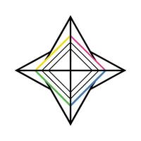 A logo with a star in the middle with a rainbow colored line vector
