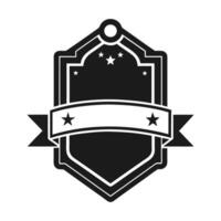 A black and white badge with stars and ribbon vector