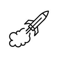 A black and white drawing of a rocket vector