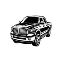 A black and white drawing of a truck vector