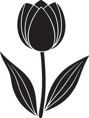 Tulip flower silhouette art illustration