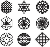 Set of geometric shape and grid silhouette art illustration vector