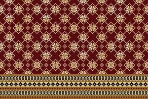 Vintage red seamless knitted pattern with geometric stripes and ethnic ornamentation vector