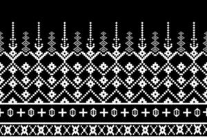 Elegant black and white seamless geometric pattern with floral and vintage design elements vector