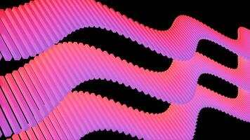 Pink neon pillars in a curved motion on a black background in a seamless loop. video