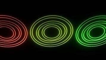 Dancing glowing neon rings in a seamless loop. video