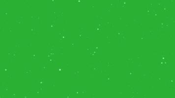 Glowing green space stars animation on green chroma screen background for seamless keying and visual effects video