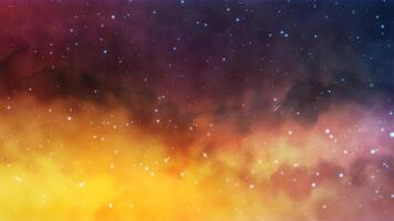 Stunning Starry Sky with Vibrant Nebula Clouds in Deep Space, Cosmic Background animation Featuring Yellow, Orange, and Dark Purple Nebulae video