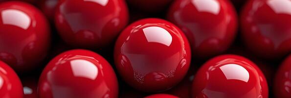 Close up view of shiny red balls arranged neatly on a flat surface during daylight photo