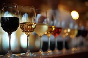 Bartender selecting fine wines in a stylish bar during an evening photo