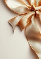 Elegant golden satin ribbons elegantly arranged on a textured surface for decorative purposes photo