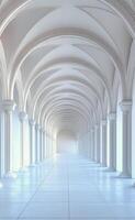 Bright minimalist hallway with arched windows in a modern building during daytime photo