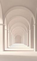 Bright minimalist hallway with arched windows in a modern building during daytime photo