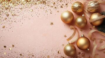 Golden ornaments and shimmering stars create a festive atmosphere for celebrations photo