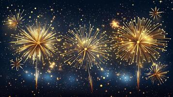 Colorful fireworks display illuminating the night sky during a festive celebration in the city photo