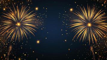 Colorful fireworks display illuminating the night sky during a festive celebration in the city photo