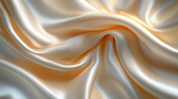 Elegant ivory silk fabric draped gracefully on a soft surface in natural lighting photo