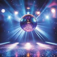 Colorful disco lights creating a vibrant atmosphere in a dimly lit dance club during a lively night photo