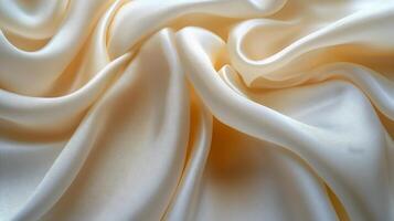 Elegant ivory silk fabric draped gracefully on a soft surface in natural lighting photo