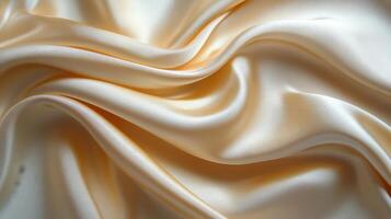 Elegant ivory silk fabric draped gracefully on a soft surface in natural lighting photo