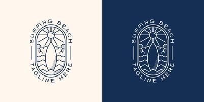 Design template of surfing logo. Sport, waves, holidays, beaches. EPS 10 icon symbols vector