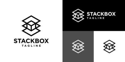Design template of stack logo combination with box. Storage, hosting, data, delivery. Icon symbol EPS 10 vector