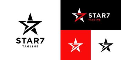Design template of star logo combined with the number 7. Symbol icon EPS 10 vector