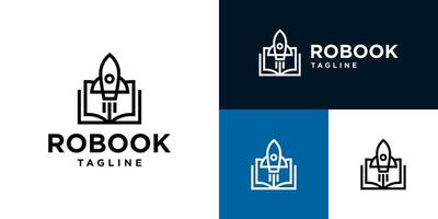 Design template of rocket logo combined with book. School, study, intelligence, smart, speed. EPS 10 icon symbols vector
