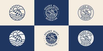 Design template of beach logo in retro style, summer, vacation, relaxing, traveling, icon symbol EPS 10 vector