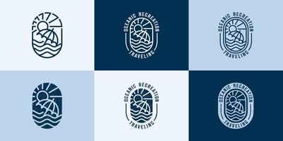 Design template of beach logo in retro style, summer, vacation, relaxing, traveling, icon symbol EPS 10 vector