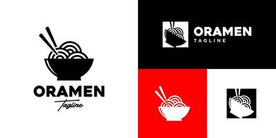 Design template of ramen bowl. Noodles, chopsticks, restaurant, food. Symbol icon EPS 10 vector