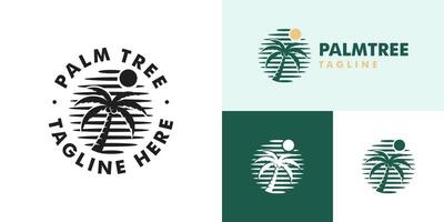 Design template of palm tree logo. Views, coast, beaches. Icon symbol EPS 10 vector