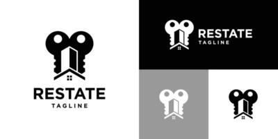 Design template of house logo combination with key. Apartment, building, hotel. Icon symbol EPS 10 vector