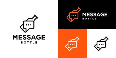 Design template of bottle message logo. Conversations, chats, messages, letters, important. Symbol icon EPS 10 vector