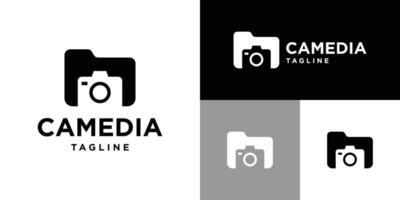 Design template of camera logo combination with folder. Media, gallery, save, file. icon symbol EPS 10. vector